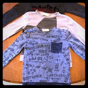 Lot of 3 Boys Zara Long Sleeve T’s, Size 6